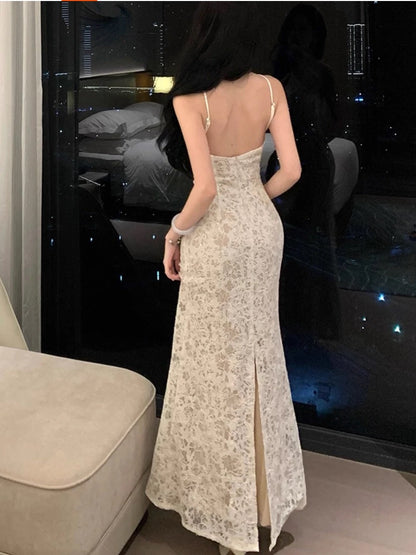 Belles robes de bal sirène en dentelle blanche robe de soirée formelle semi-longue N3990