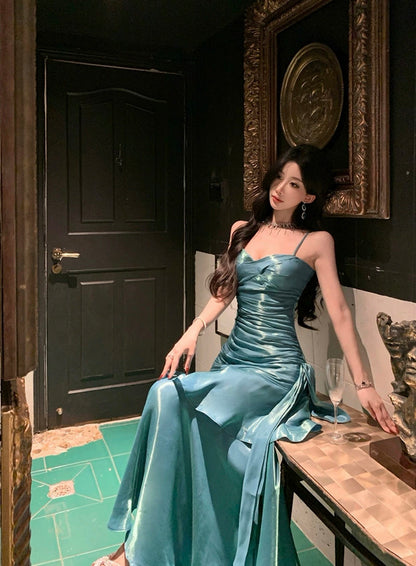 Charmantes Meerjungfrau-Spaghettiträger-Kleid für den 21. Geburtstag Elegantes Abendkleid Langes Ballkleid Hochzeitsgastkleid N4027