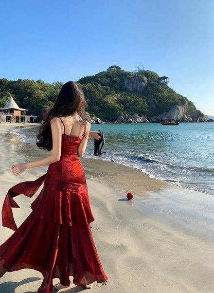 Charmantes Meerjungfrau-Spaghettiträger-Kleid für den 21. Geburtstag Elegantes Abendkleid Langes Ballkleid Hochzeitsgastkleid N4027