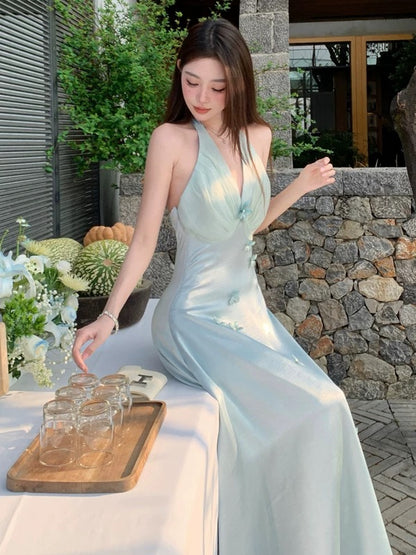 Robes de bal élégantes sirène licou fente mousseline robe de soirée longue robe de cérémonie N4029