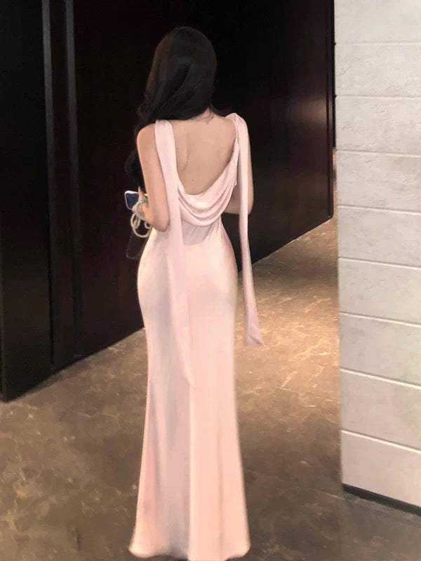 Sexy Sirène Col en V Rose 18e Anniversaire Robe Élégante Robes de Demoiselle d'honneur Été N4033