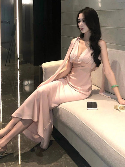 Sexy Sirène Col en V Rose 18e Anniversaire Robe Élégante Robes de Demoiselle d'honneur Été N4033
