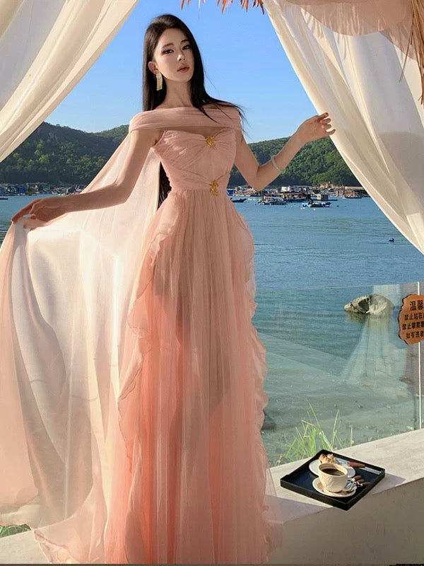 Sexy A line Sweetheart Pink Tulle 21st Birthday Elegant Outfit Summer Wedding Guest Dresses N4079