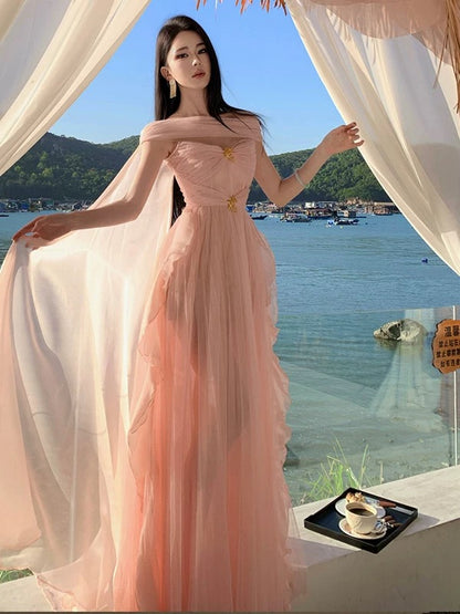 Sexy A line Sweetheart Pink Tulle 21st Birthday Elegant Outfit Summer Wedding Guest Dresses N4079