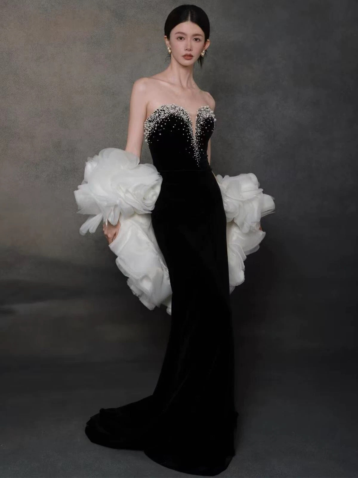 Modest Mermaid Sweetheart Black Tie Dress With Beaded Top Long Prom Evening Dresses Inspo Party Outfits RB5239