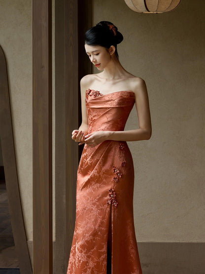 Eclectic Women's Mermaid Sweetheart With Flowers Maxi Dress Date Night Evening Outfits Formal Prom Dresses RB5253