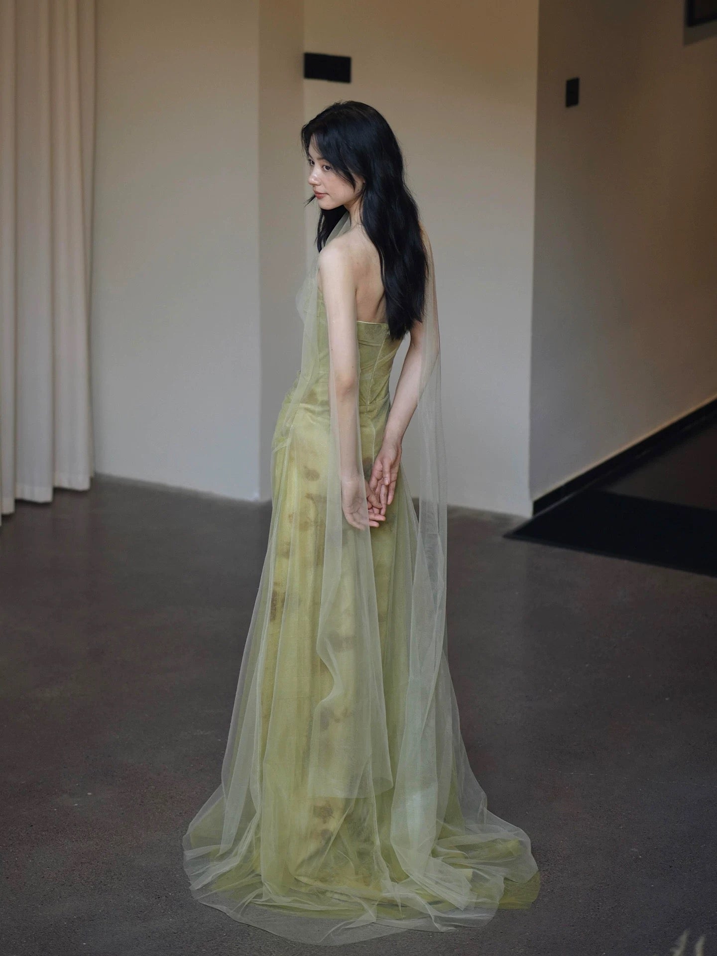Modest Mermaid Strapless Green Long Date Night Evening Outfit Formal Prom Dresses RB5302