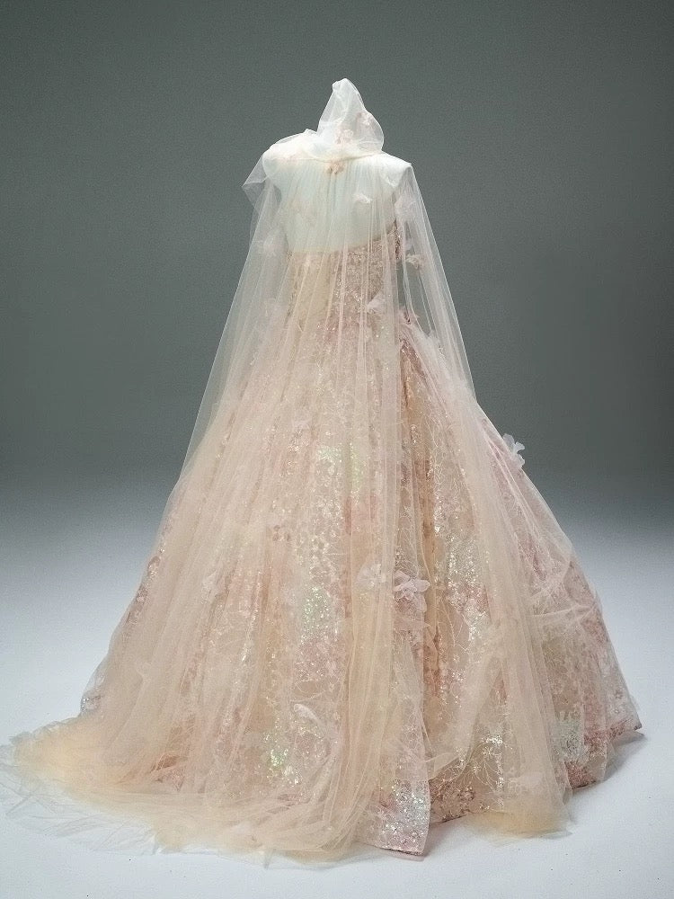 Cute Ball Gown Strapless Pink With Lace Flowers Long Quinceanera Dresses Sweet 15 Dress Formal Outfits RB5509