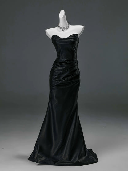 Sexy Mermaid Sweetheart Black Tie Dress Date Night Outfits Semi Formal Prom Gown Evening Dresses RB5539