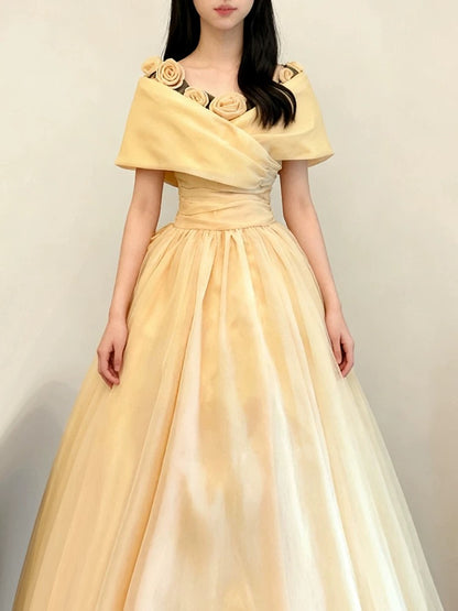 Princess Ball Gown Off The Shoulder Yellow Sweet 16 Dresses Quinceanera Dress Long 15 Vestidos De Fiesta N4114