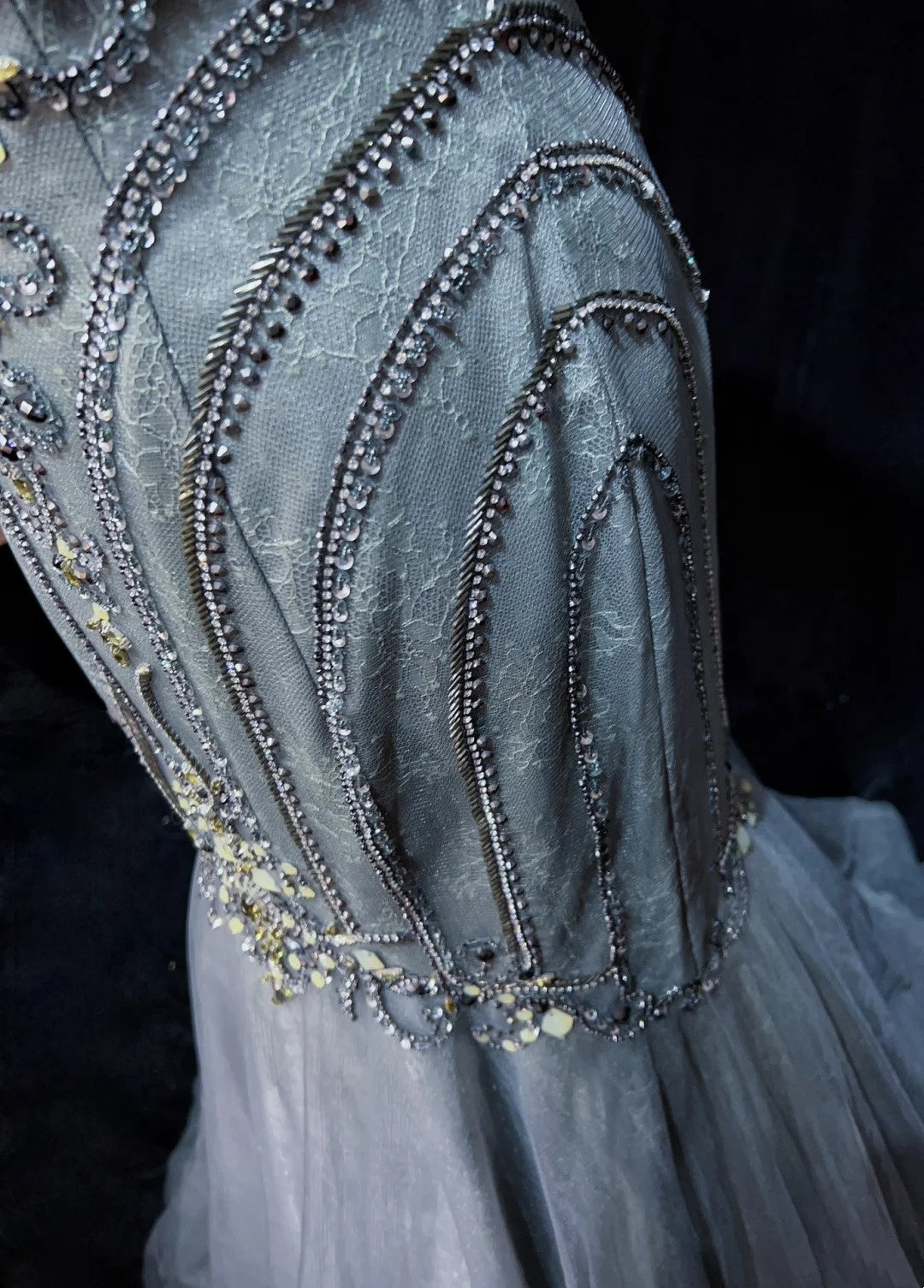 Trendige Abschlussballkleider Inspiration Meerjungfrau Rundhals Grau Blau Gala Tüll Mit Perlen Festliche Kleider N3195