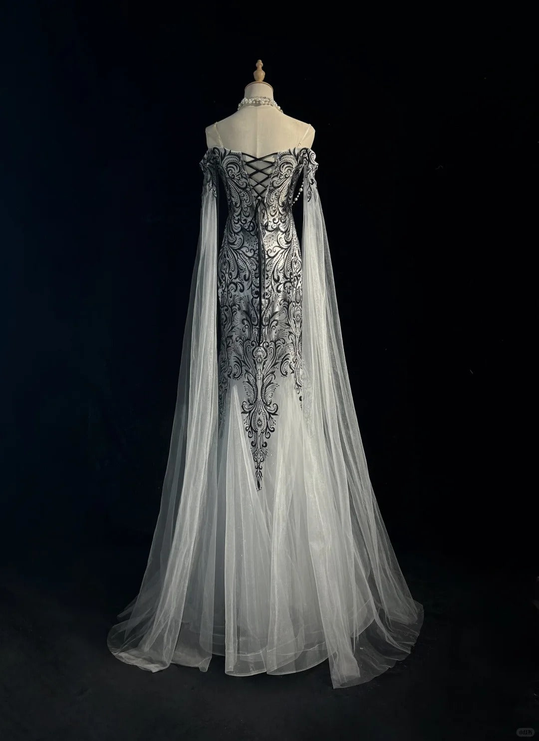Vintage Prom Dresses 80s Mermaid Off The Shoulder Silver Grey Tulle With Long Sleeves Floor Length Formal Outfits RB4334