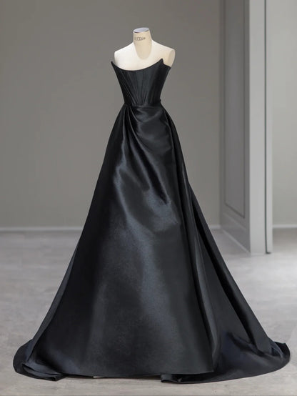 Beautiful Ball Gown Strapless Black Tie Dress Long Prom Dresses Inspo Evening Outfits RB3995