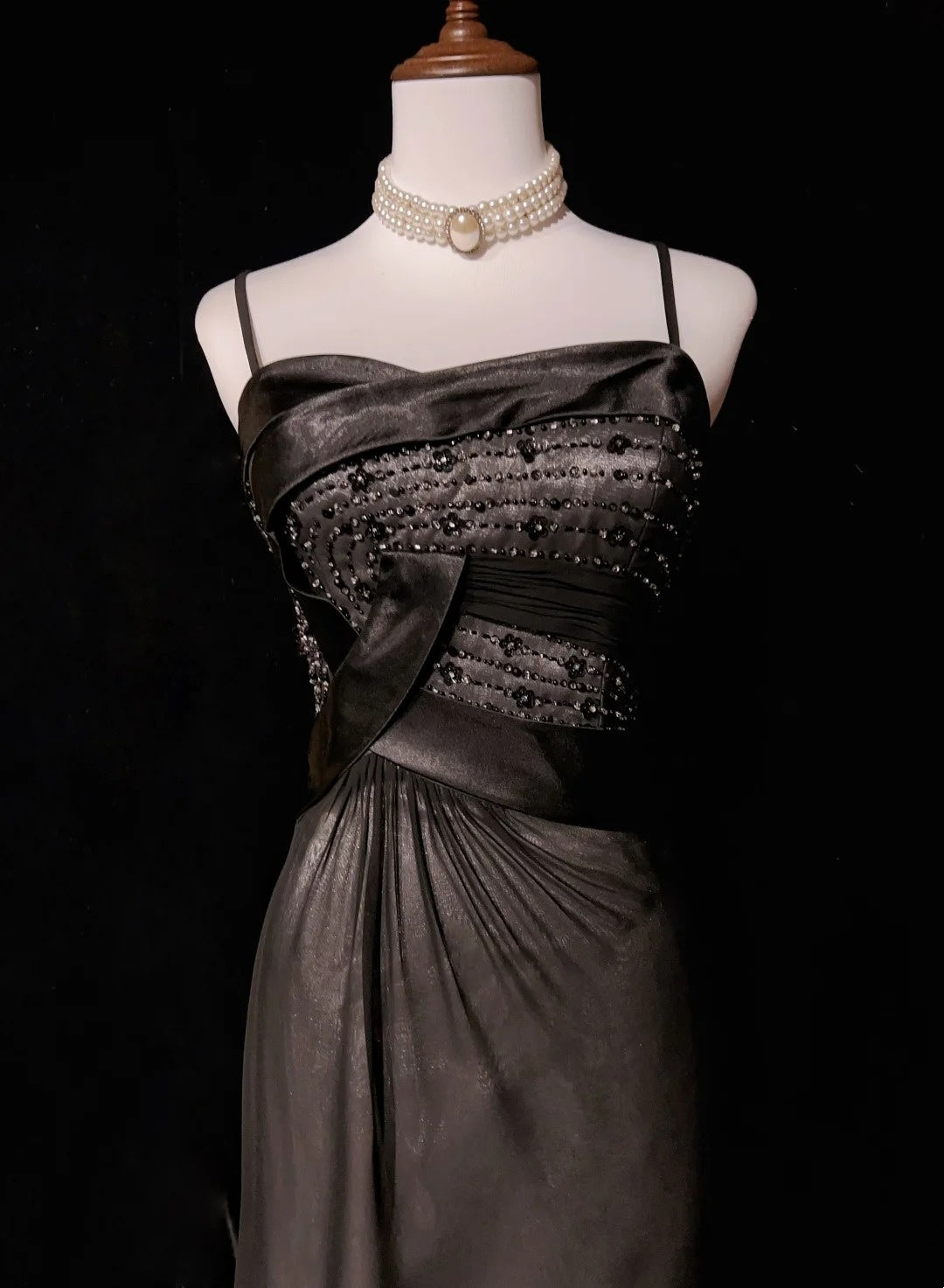 Vintage Abschlussballkleider Ästhetik 1950er Jahre Retro A-Linie Spaghettiträger Grau Langes Partykleid N2321