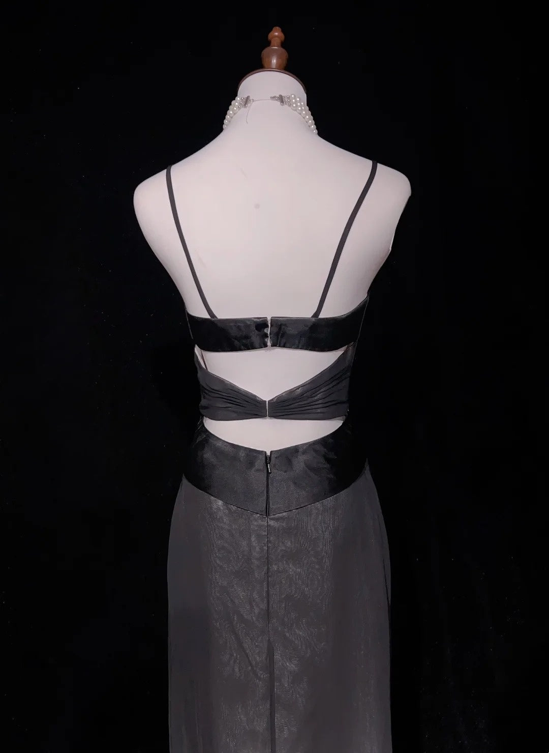 Vintage Abschlussballkleider Ästhetik 1950er Jahre Retro A-Linie Spaghettiträger Grau Langes Partykleid N2321