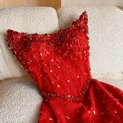 Elegantes, trägerloses, königsblaues Pailletten-Abendkleid mit Perlen in A-Linie, ideal für Highschool-Teenager und Abschlussball (N001)