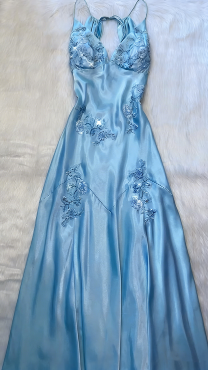 Elegantes Meerjungfrauen-Abendkleid mit Spaghettiträgern, rückenfreier Satin-Spitze und trägerlosem Design – perfekt für Highschool-Teenager, Abschlussball oder andere festliche Anlässe (N014)