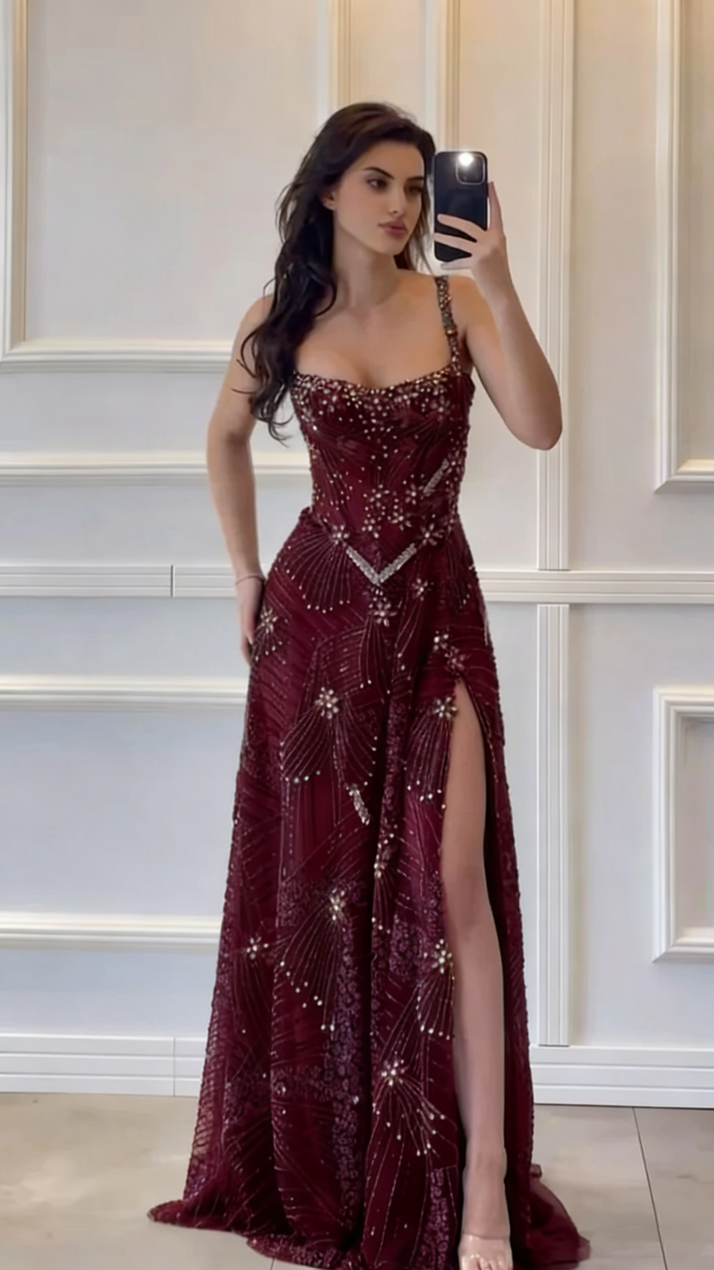 Modest A line Square Neck Dark Green Sequins Slit Long Prom Dresses Senior Graduation Dance Evening Outfits N036