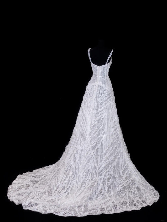 Glitter Wedding Dresses Ball Gown Spaghetti Strap Sequin Beaded White Brides Dress Fitted Long Bridal Gowns N156