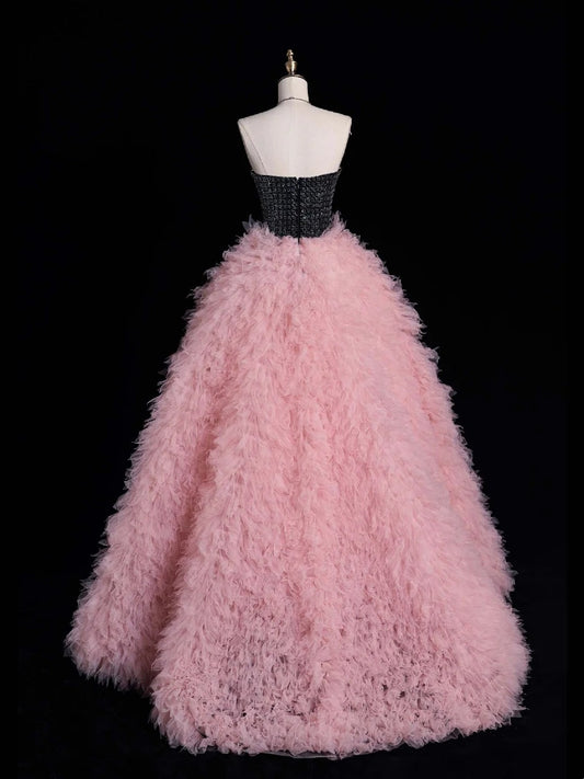Magnifique robe de bal rose en tulle à décolleté cœur, longue robe de soirée, inspiration tenue de soirée N239