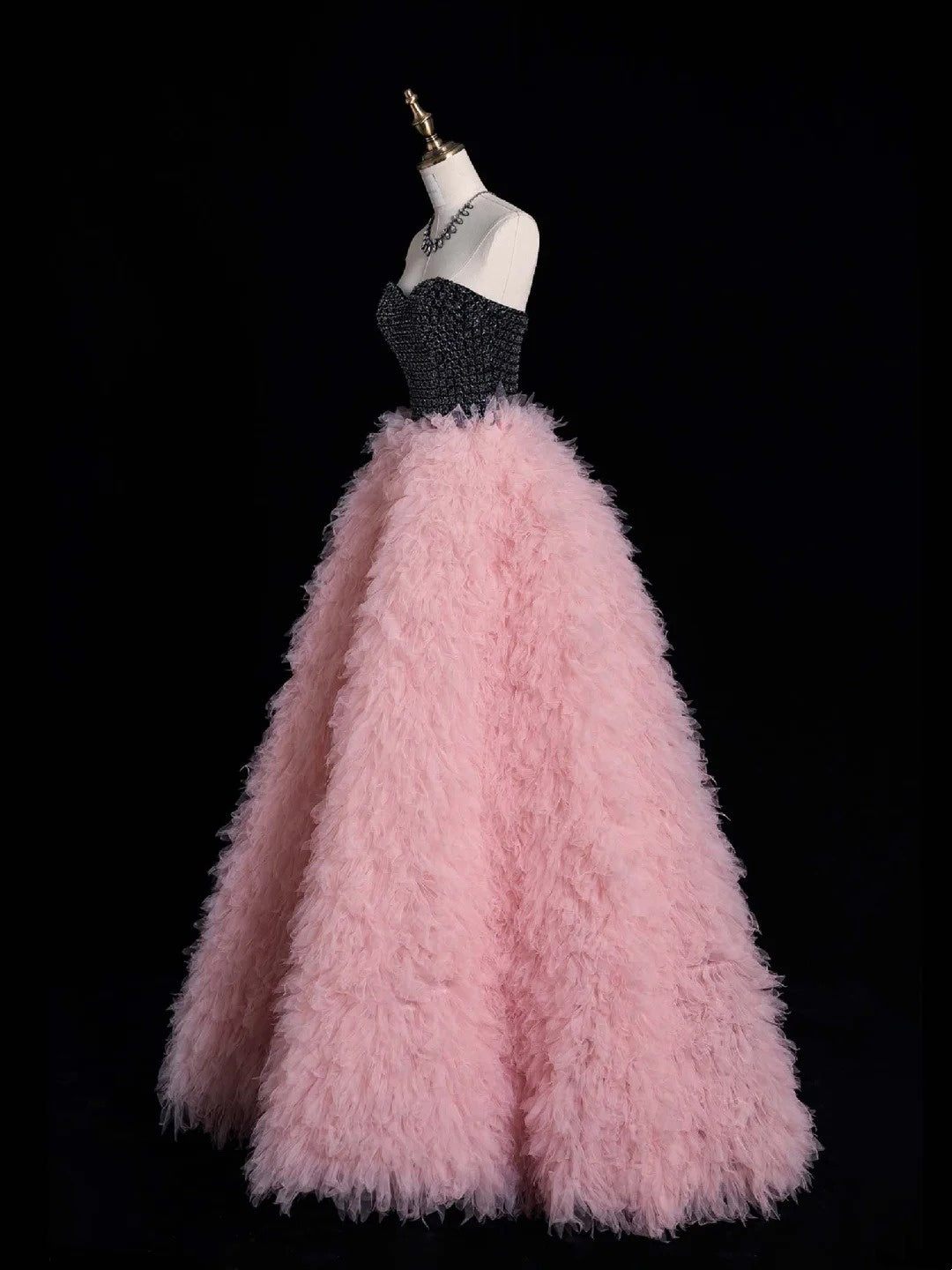 Magnifique robe de bal rose en tulle à décolleté cœur, longue robe de soirée, inspiration tenue de soirée N239