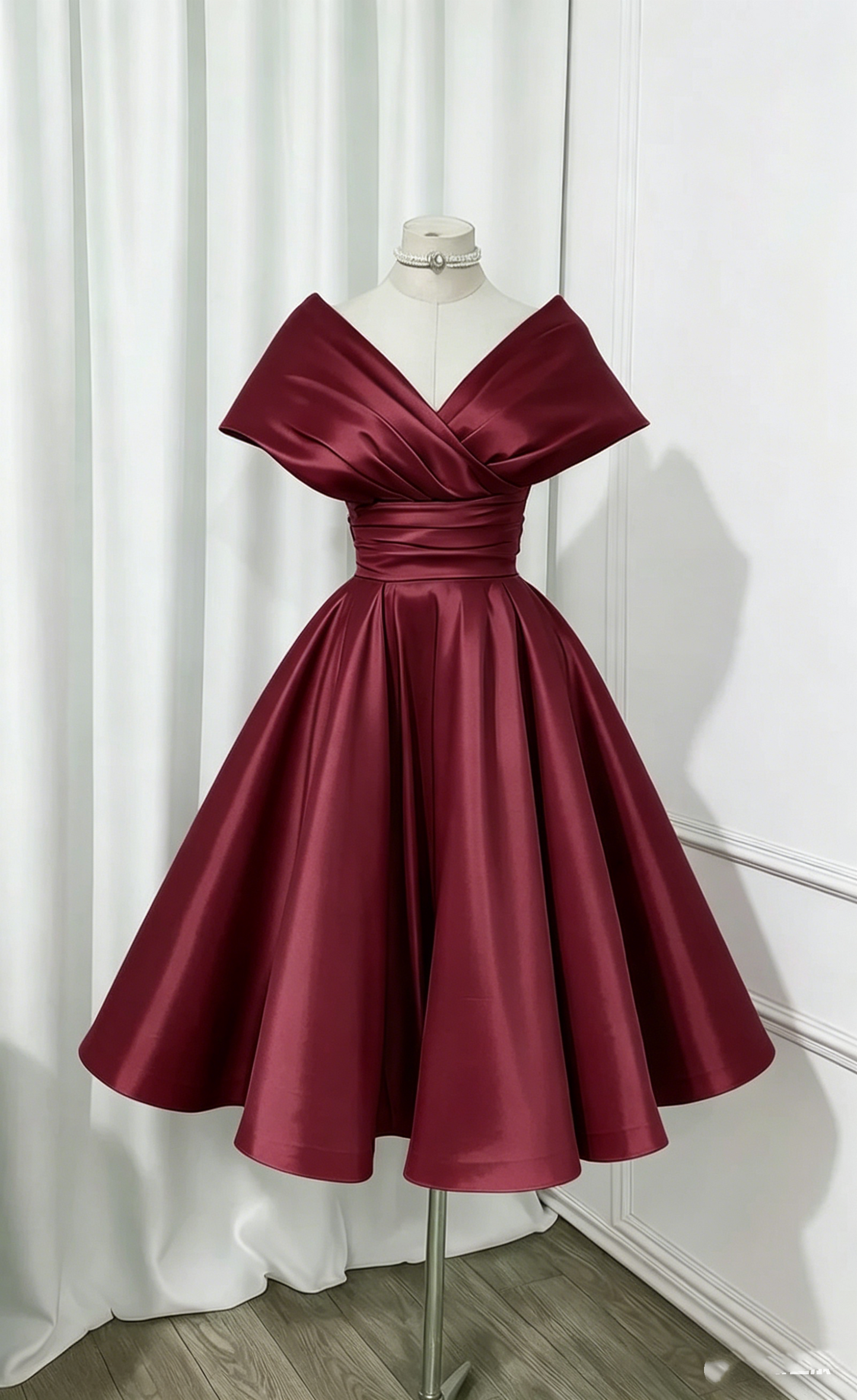 Jolie robe de bal rose courte, mini, épaules dénudées, robes de bal de promo, robe de remise de diplôme N2435