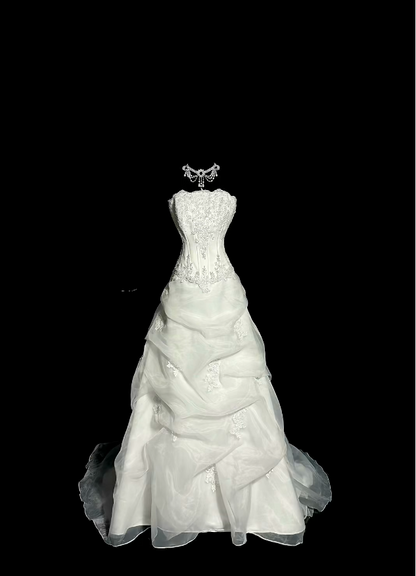 Princess Wedding Dresses Ball Gown Strapless With Appliqued Summer Long Wedding Dress N4237
