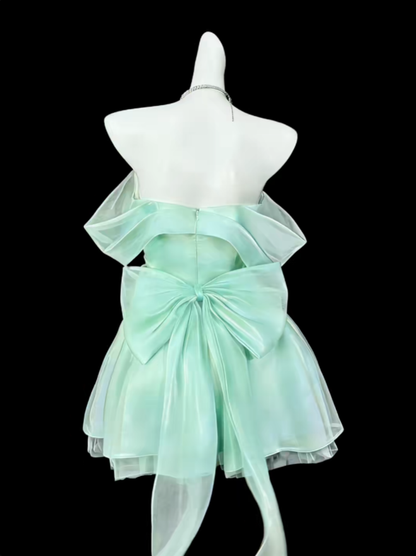 Belles robes de bal bustier vert menthe courte mini robe de soirée cocktail robes de bal N4303
