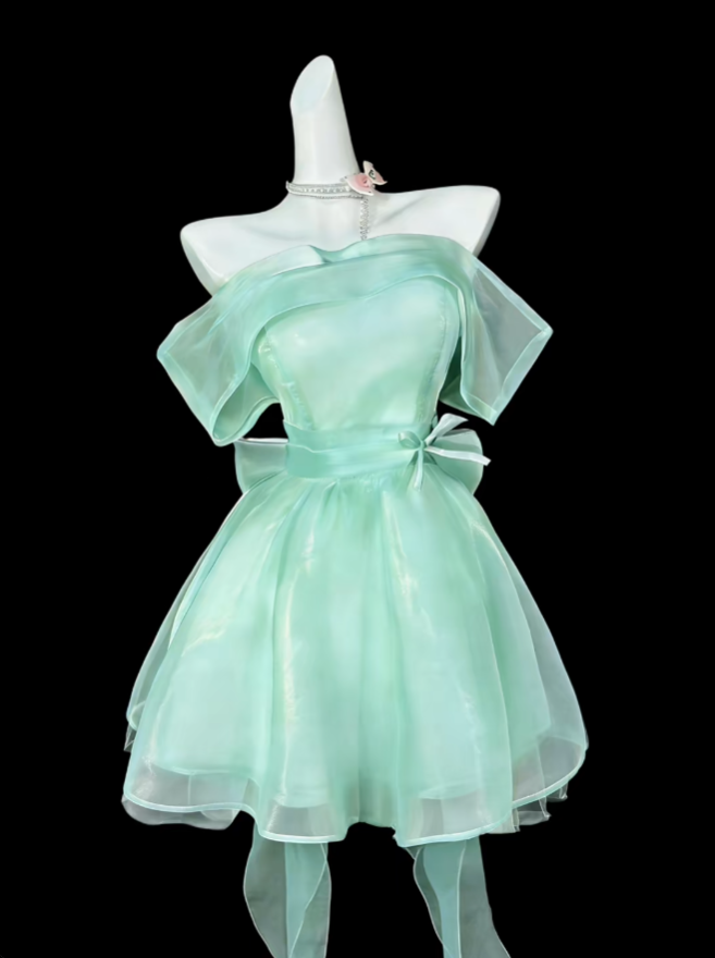 Belles robes de bal bustier vert menthe courte mini robe de soirée cocktail robes de bal N4303