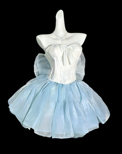 2026 New Homecoming Dresses Mini Short Sweetheart White Blue Graduation Cocktail Dress N4305