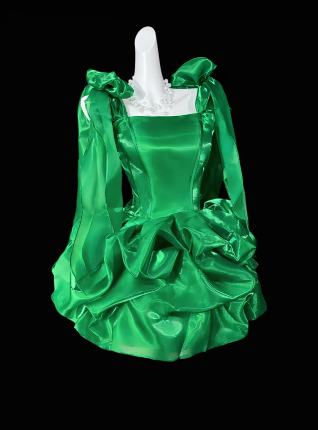 Mignonne robe de bal courte verte à fines bretelles avec nœud, mini robe de soirée pour le retour à la maison N4311