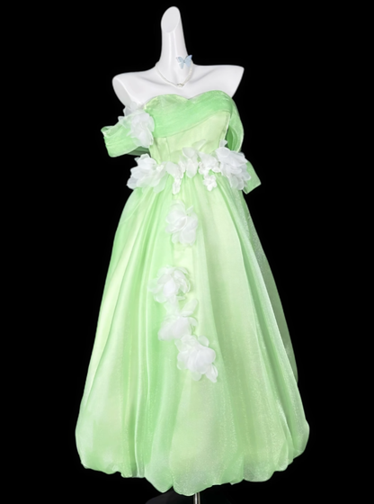Cute Ball Gowns Off The Shoulder Green With Sleeves Summer Birthday Elegant Outfit Wedding Guest Dresses N4335