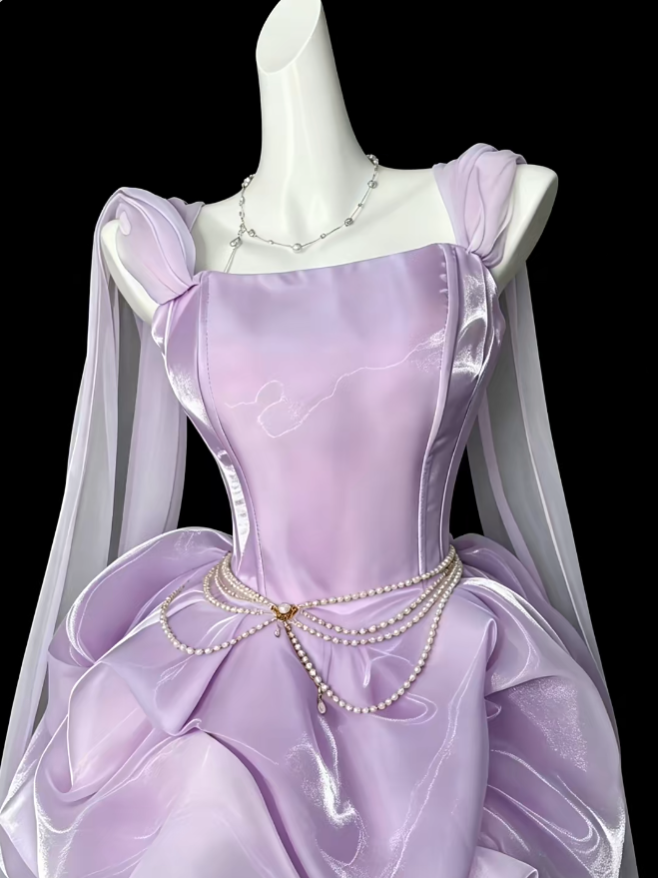 Jolies Robes de Bal Bretelles Fines Lilas Courtes Mini Robes de Soirée Robes de Retour à la Maison N4339