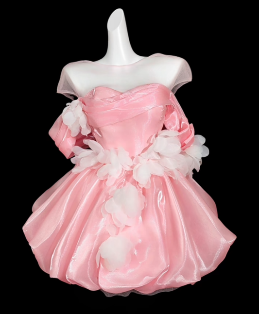 Sweet Ball Gown Off The Shoulder Pink Short Mini Party Birthday Cocktail Homecoming Dresses N4414