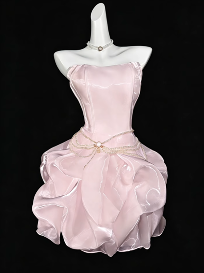 Robes de bal uniques, sans bretelles, lilas, courtes, mini, pour soirée, cocktail, retour au collège N4353