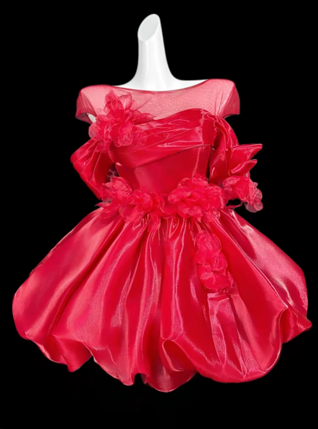 Süßes Ballkleid schulterfrei Rot Kurz Mini Party Geburtstag Cocktail Homecoming Kleider N4416