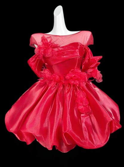 Süßes Ballkleid schulterfrei Rot Kurz Mini Party Geburtstag Cocktail Homecoming Kleider N4416