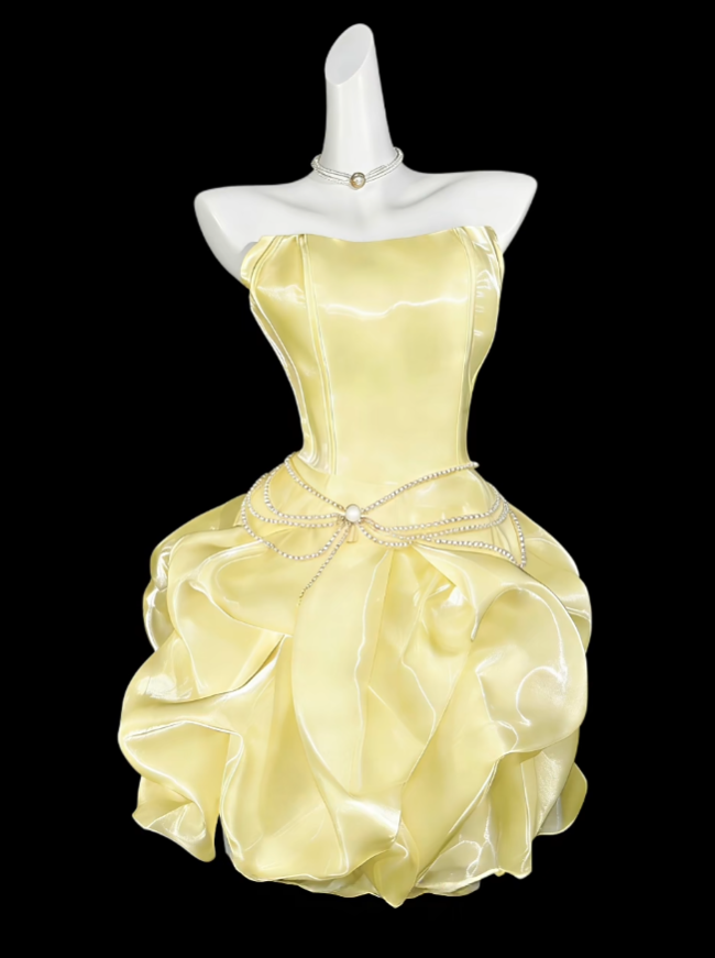 Robes de bal uniques, sans bretelles, lilas, courtes, mini, pour soirée, cocktail, retour au collège N4353