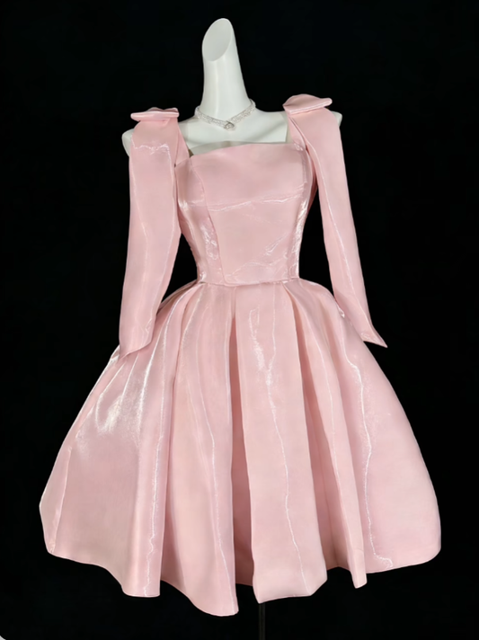 Sweet Ball Gown Spaghetti Strap Pink Short Mini Party Cocktail Homecoming Dresses N4348