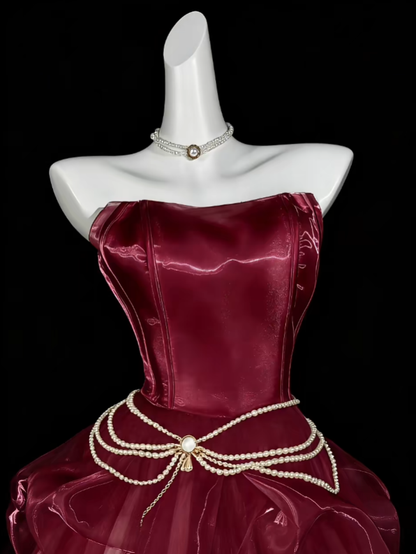 Robes de bal uniques bustier bordeaux courtes mini robes de soirée cocktail de rentrée N4349