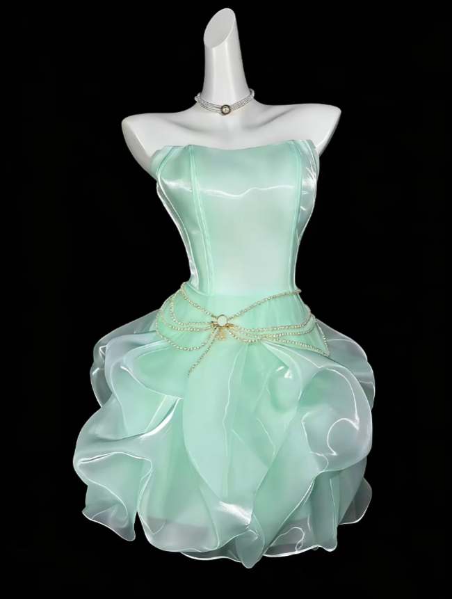 Robes de bal uniques, sans bretelles, lilas, courtes, mini, pour soirée, cocktail, retour au collège N4353