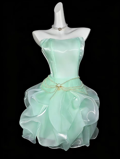 Robes de bal uniques, sans bretelles, lilas, courtes, mini, pour soirée, cocktail, retour au collège N4353
