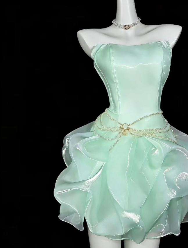 Robes de bal uniques, sans bretelles, lilas, courtes, mini, pour soirée, cocktail, retour au collège N4353