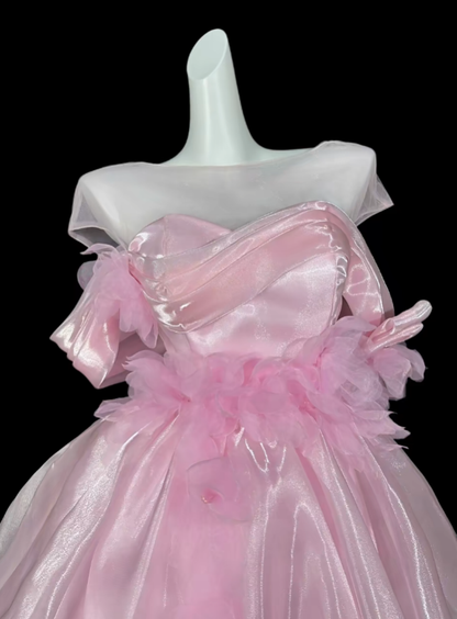 Süßes Ballkleid schulterfrei Pink Kurz Mini Party Geburtstag Cocktail Homecoming Kleider N4355