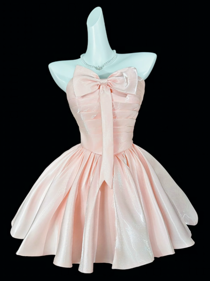 Robe Courte de Soirée Cocktail Bal de Promo Rose Poudré Douce N4357