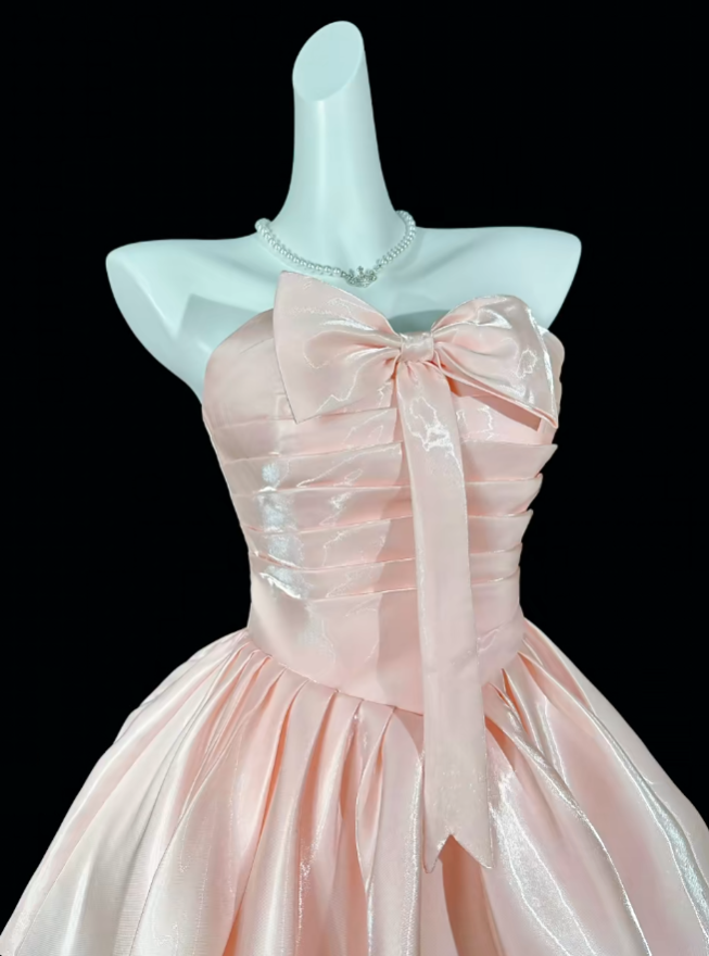 Robe Courte de Soirée Cocktail Bal de Promo Rose Poudré Douce N4357