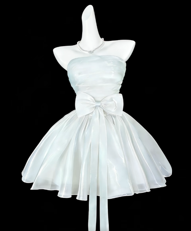 Süßes Ballkleid Trägerlos Mintgrün Mit Schleife Kurz Mini Party Cocktail Homecoming Kleider N4360