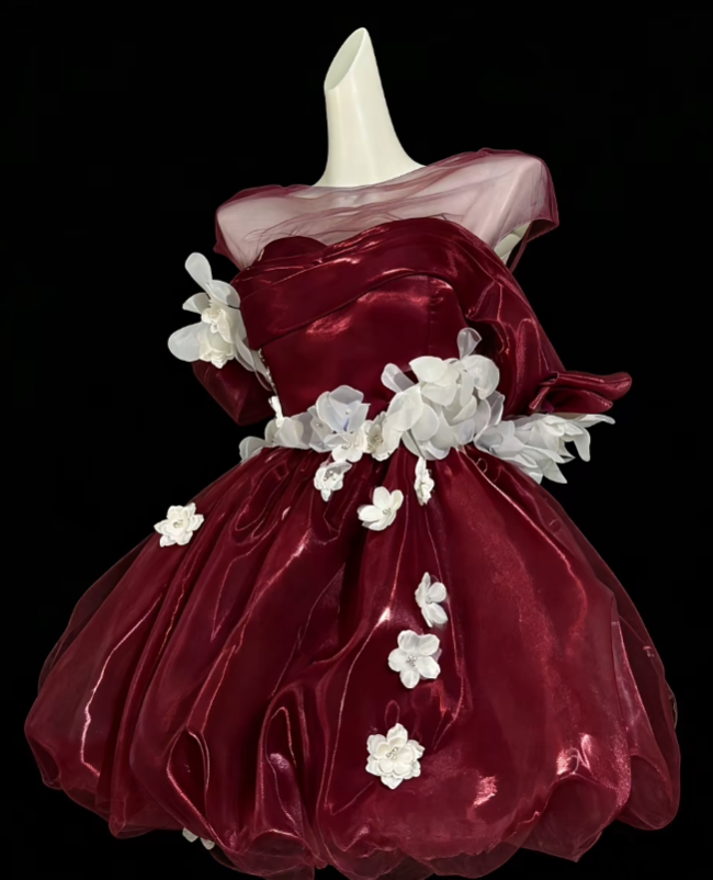 Robe De Bal Magnifique Épaules Dénudées Bordeaux Courte Mini Soirée Anniversaire Cocktail Retour À La Maison Robes N4363