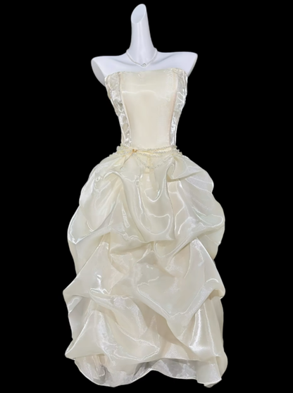 Süßes Ballkleid Trägerlos Mittellanges Teelänge Party Cocktail Homecoming Kleider N4369