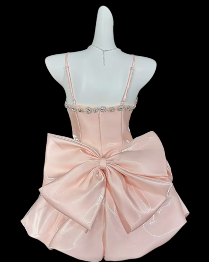Süßes Ballkleid Spaghettiträger Kurz Mini Mit Perlen Rosa Party Cocktail Homecoming Kleider N4374